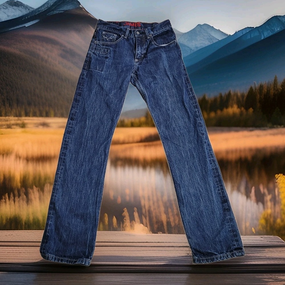 👖Kimes‎ Ranch James Jeans Mens 28x32 (28x33) Dark Wash Western Denim Made USA